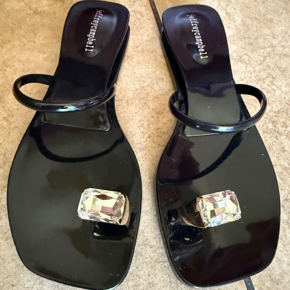 Jeffrey Campbell Balia Jelly Toe Ring Jewel Wedge Slide SZ 8 Orig. $70